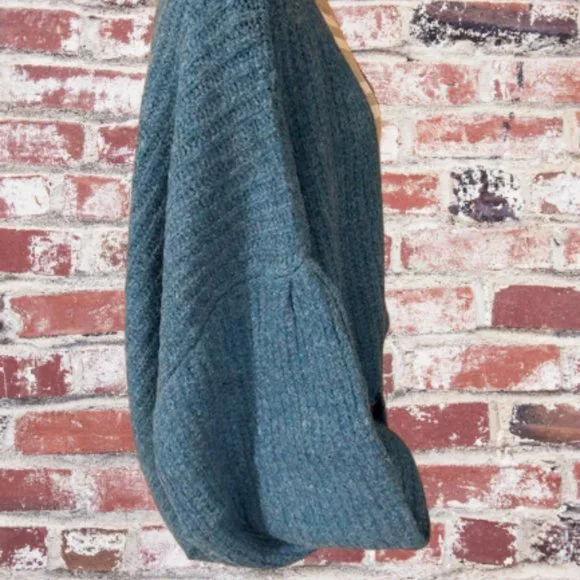 Blue Button Down Balloon Sleeve Cardigan - Picture 2 of 8